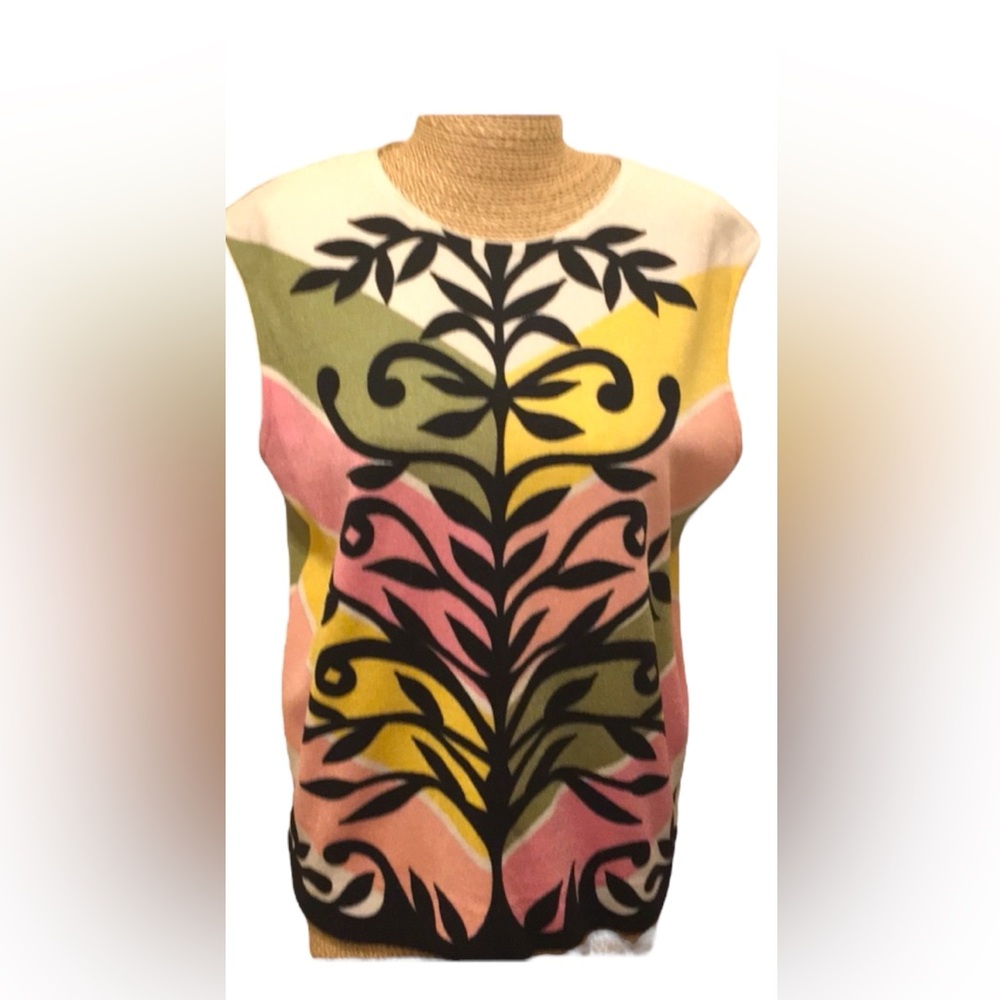 Vintage Groovy shell sweater tree pastel colors